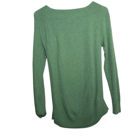 Loft Sweater Women's XS Green Flecked Knit Round Neck Pullover Casual - Picture 6 of 11
